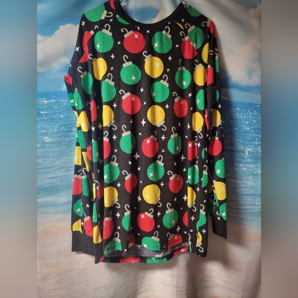 Tipsy Elves NWT Women's Christmas Pajama Top Ornaments‎ Size XL